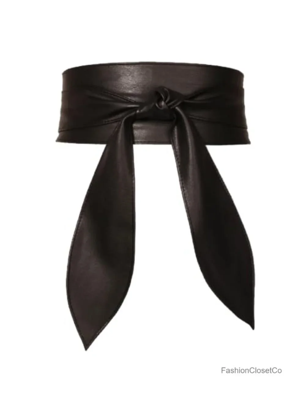 Women's Wide Waistband Wrap Belt, Soft Faux Leather, Adjustable, Knotted